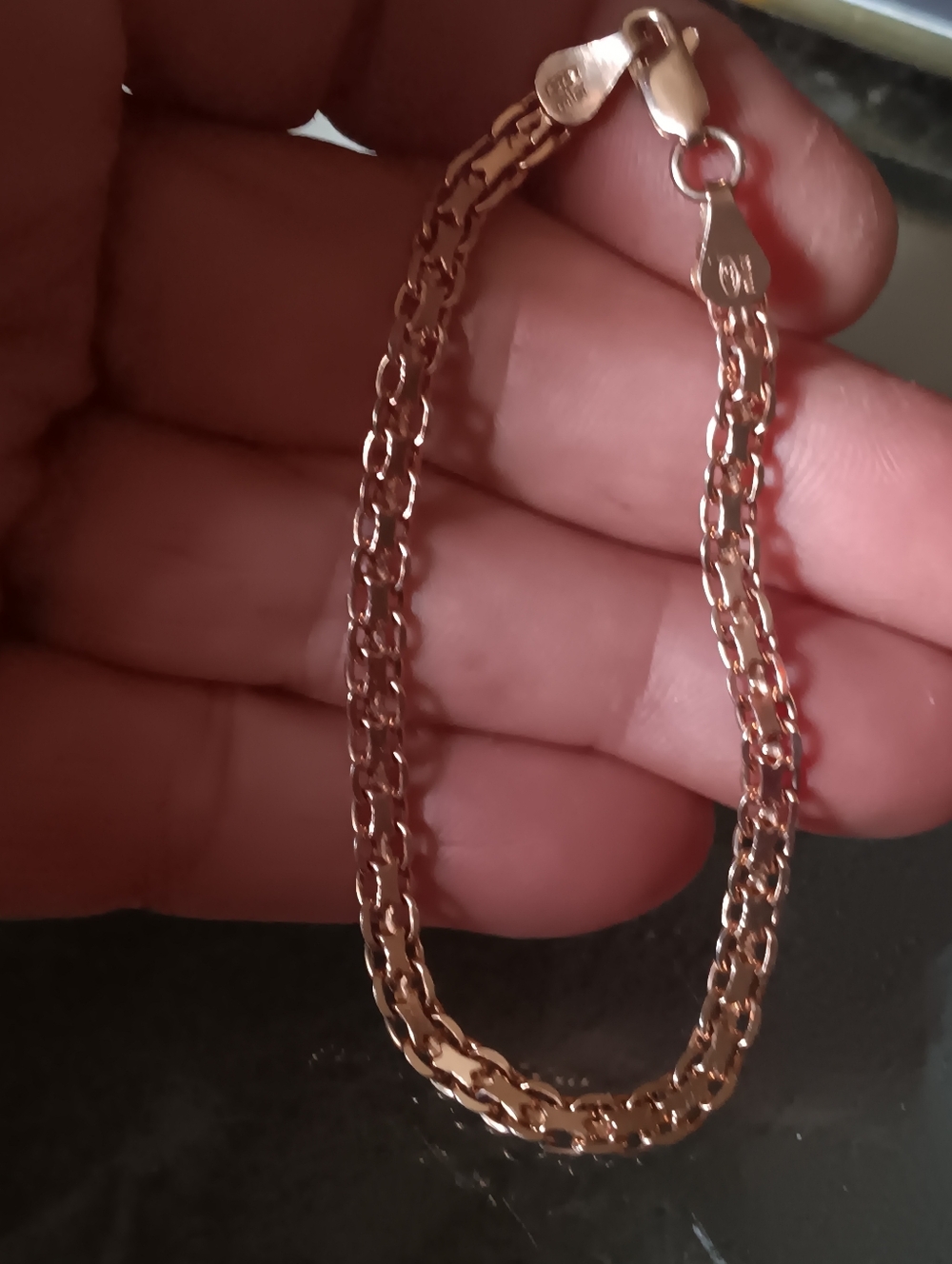 Milor 925 Sterling Silver Rose Gold Tone Bracelet Made In Italy